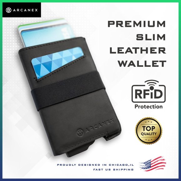 Arcanex Smart RFID Versatile Leather Wallet & Cardholder - Picture 1 of 8